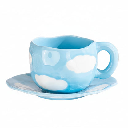 Hand-Painted Ceramic Mug & Saucer