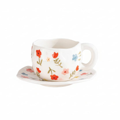 Hand-Painted Ceramic Mug & Saucer