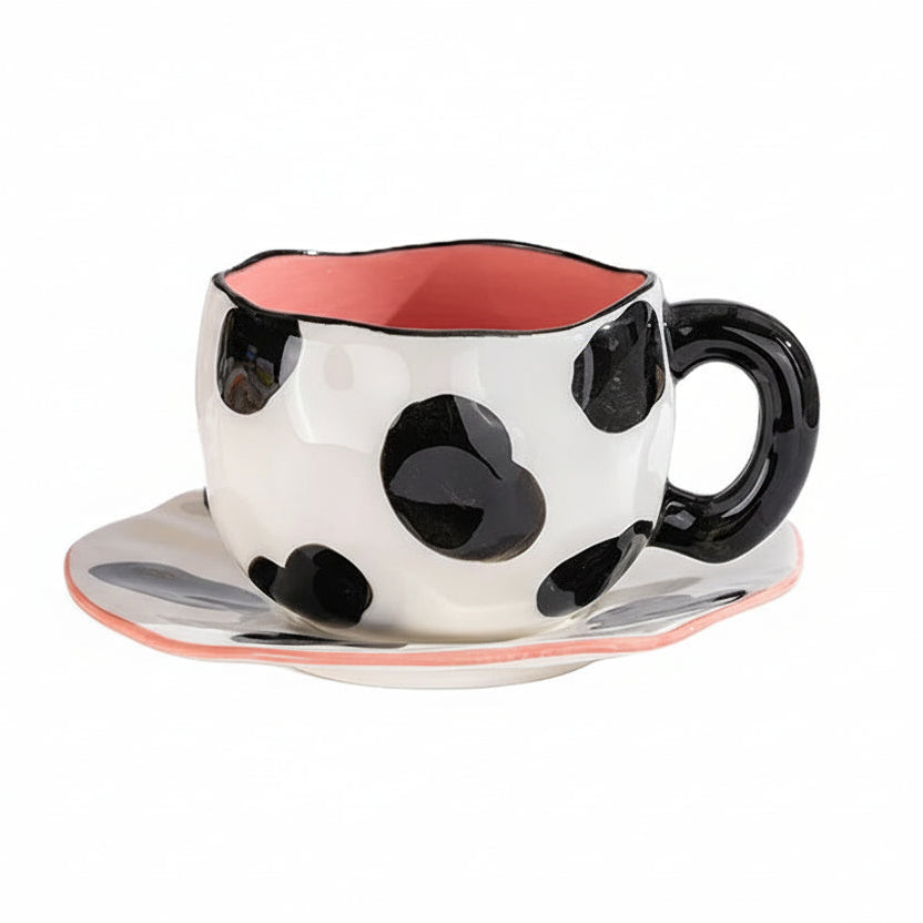 Hand-Painted Ceramic Mug & Saucer