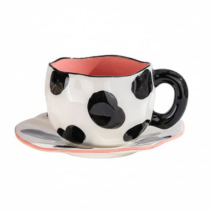 Hand-Painted Ceramic Mug & Saucer